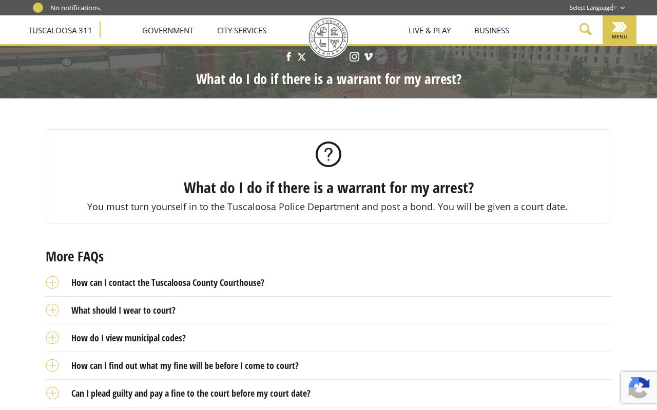 Tuscaloosa County traffic warrant court response instructions