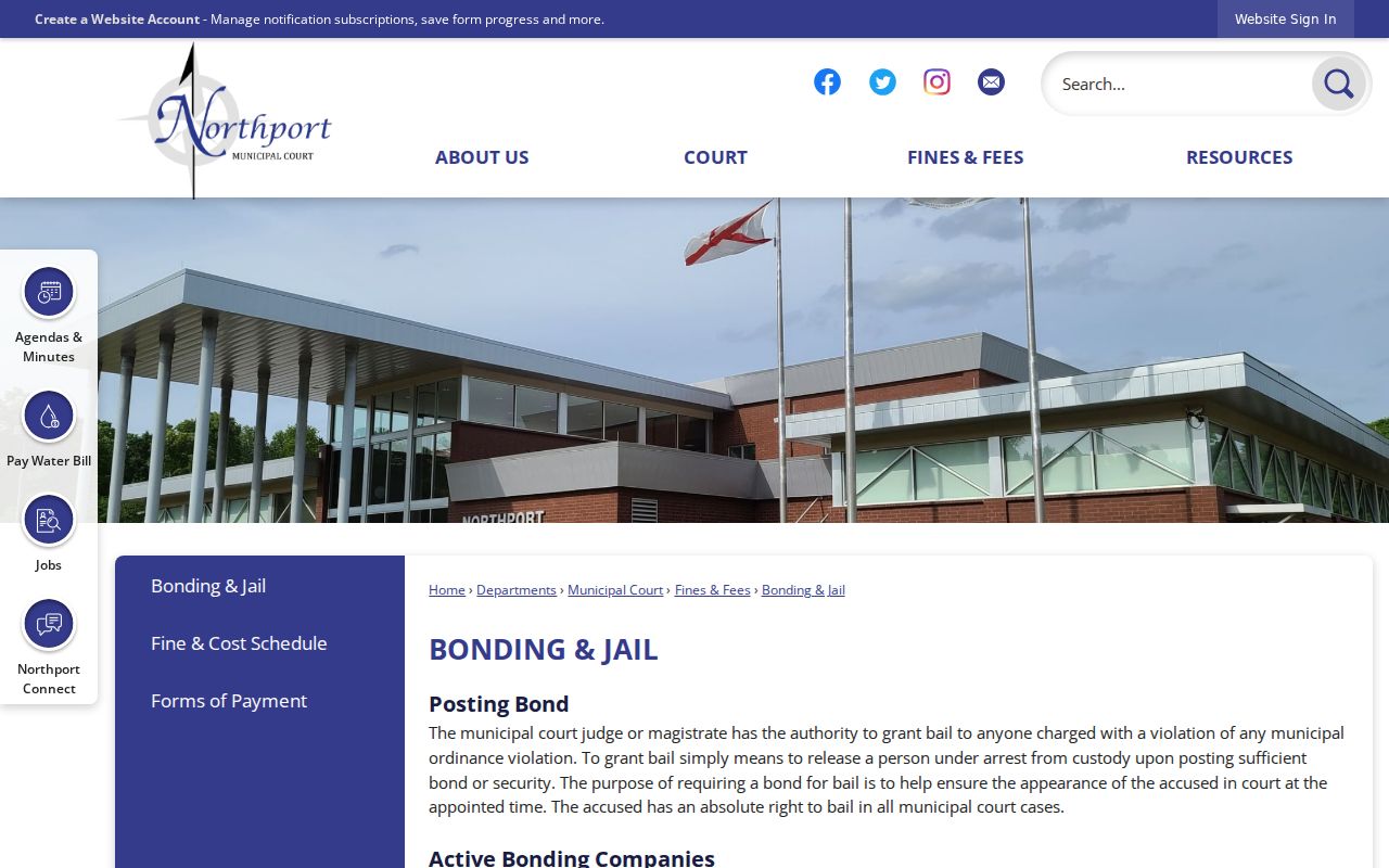 Tuscaloosa County bench warrant municipal bail and jail routing
