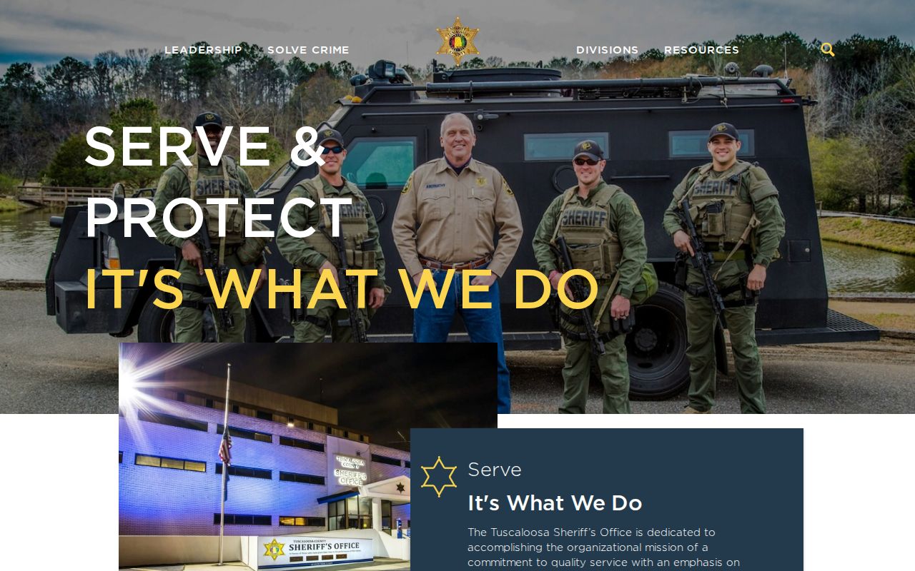 Tuscaloosa County Sheriff home with warrant, jail, and most wanted routes